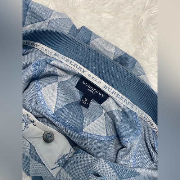Burberry Blue Argyled Golf Polo Shirt - Picture 3 of 4
